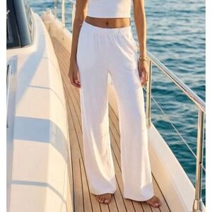 RUMORED Lounge Pant in White Terry Cloth Relaxed Fit XL-Resort Loungewear